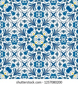 Seamless pattern illustration in traditional style - like Portuguese tiles
