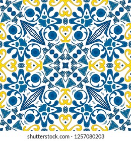 Seamless pattern illustration in traditional style - like Portuguese tiles
