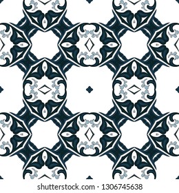 Seamless pattern illustration in traditional style - like Portuguese tiles