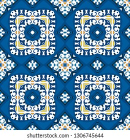Seamless pattern illustration in traditional style - like Portuguese tiles