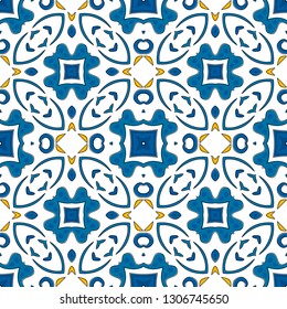 Seamless pattern illustration in traditional style - like Portuguese tiles