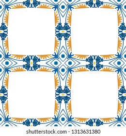 Seamless pattern illustration in traditional style - like Portuguese tiles