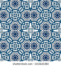 Seamless pattern illustration in traditional style - like Portuguese tiles