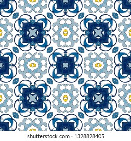 Seamless pattern illustration in traditional style - like Portuguese tiles