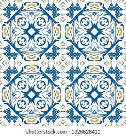 Seamless pattern illustration in traditional style - like Portuguese tiles
