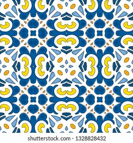 Seamless pattern illustration in traditional style - like Portuguese tiles