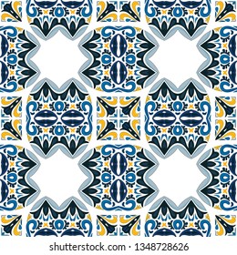 Seamless pattern illustration in traditional style - like Portuguese tiles