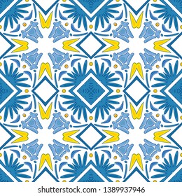 Seamless pattern illustration in traditional style - like Portuguese tiles
