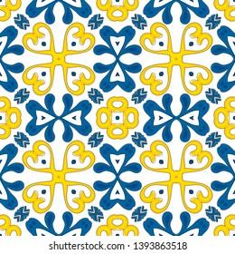 Seamless pattern illustration in traditional style - like Portuguese tiles
