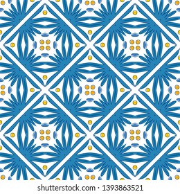 Seamless pattern illustration in traditional style - like Portuguese tiles
