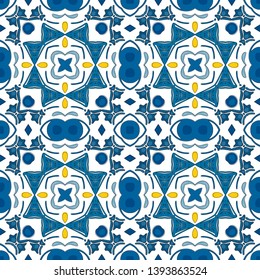 Seamless pattern illustration in traditional style - like Portuguese tiles
