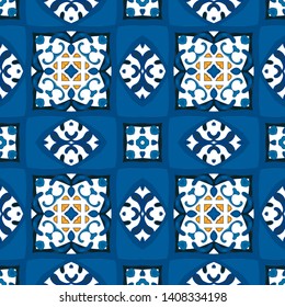 Seamless pattern illustration in traditional style - like Portuguese tiles
