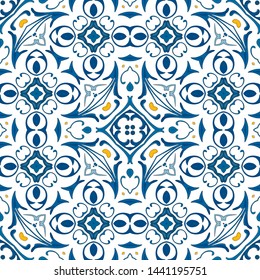 Seamless pattern illustration in traditional style - like Portuguese tiles
