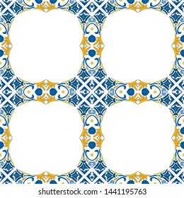 Seamless pattern illustration in traditional style - like Portuguese tiles
