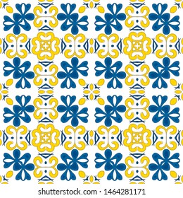 Seamless pattern illustration in traditional style - like Portuguese tiles
