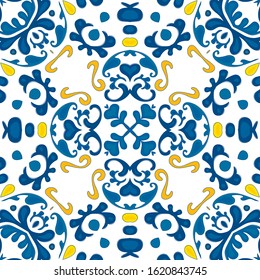 Seamless pattern illustration in traditional style - like Portuguese tiles
