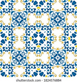 Seamless pattern illustration in traditional style - like Portuguese tiles
