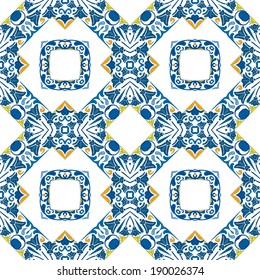 Seamless pattern illustration in traditional style - like Portuguese tiles