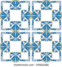 Seamless pattern illustration in traditional style - like Portuguese tiles