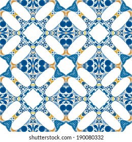 Seamless pattern illustration in traditional style - like Portuguese tiles