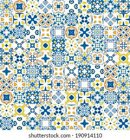 Seamless pattern illustration in traditional style - like Portuguese tiles
