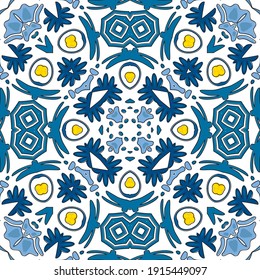 Seamless pattern illustration in traditional style - like Portuguese tiles
