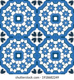 Seamless pattern illustration in traditional style - like Portuguese tiles
