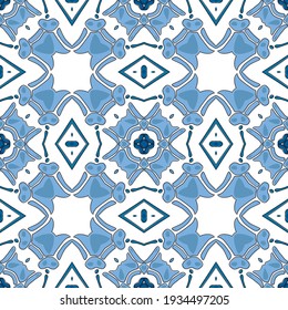 Seamless pattern illustration in traditional style - like Portuguese tiles
