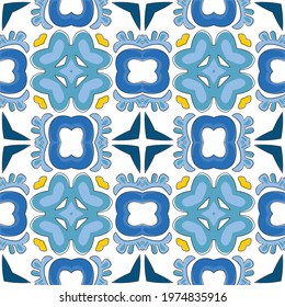 Seamless pattern illustration in traditional style - like Portuguese tiles
