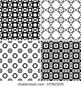 Seamless pattern illustration in traditional style - like Portuguese tiles - in black and white