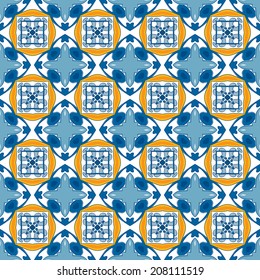 Seamless pattern illustration in traditional style - like Portuguese tiles