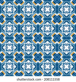 Seamless pattern illustration in traditional style - like Portuguese tiles