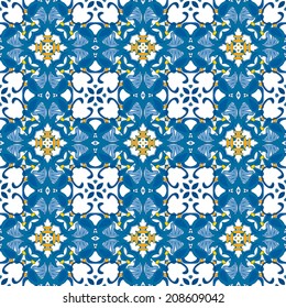 Seamless pattern illustration in traditional style - like Portuguese tiles