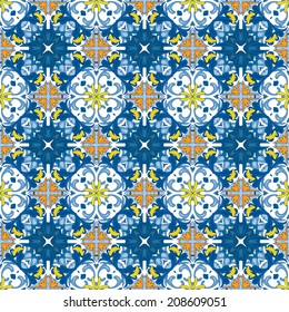 Seamless pattern illustration in traditional style - like Portuguese tiles