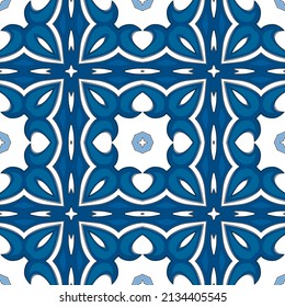 Seamless pattern illustration in traditional style - like Portuguese tiles
