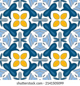 Seamless pattern illustration in traditional style - like Portuguese tiles
