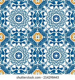 Seamless pattern illustration in traditional style - like Portuguese tiles