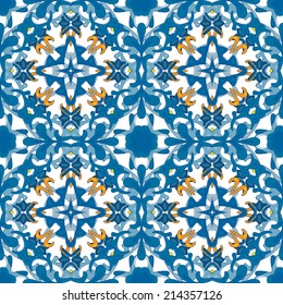 Seamless pattern illustration in traditional style - like Portuguese tiles