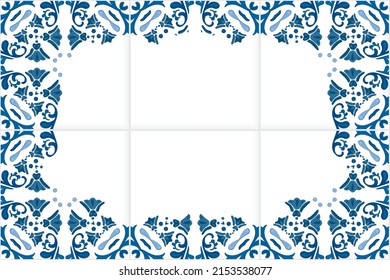 Seamless pattern illustration in traditional style - like Portuguese tiles
