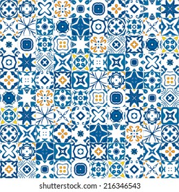 Seamless pattern illustration in traditional style - like Portuguese tiles