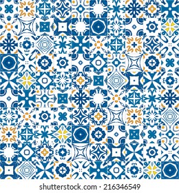 Seamless pattern illustration in traditional style - like Portuguese tiles