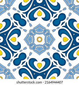 Seamless pattern illustration in traditional style - like Portuguese tiles
