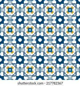 Seamless pattern illustration in traditional style - like Portuguese tiles