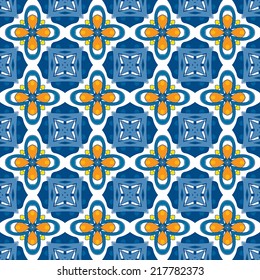 Seamless pattern illustration in traditional style - like Portuguese tiles