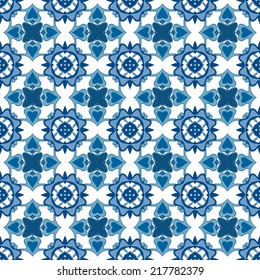 Seamless pattern illustration in traditional style - like Portuguese tiles