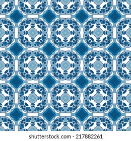 Seamless pattern illustration in traditional style - like Portuguese tiles