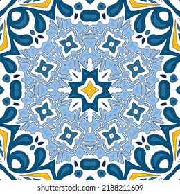 Seamless pattern illustration in traditional style - like Portuguese tiles
