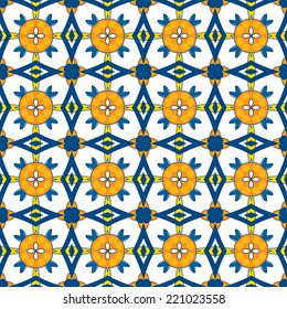 Seamless pattern illustration in traditional style - like Portuguese tiles
