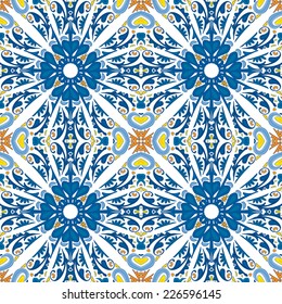 Seamless pattern illustration in traditional style - like Portuguese tiles