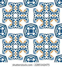 Seamless pattern illustration in traditional style - like Portuguese tiles
